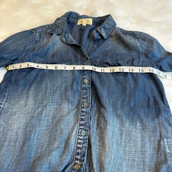 cloth & stone Anthro Buttoned Shirt Denim Chambray Boho Western XS #B2030-549 - Picture 3 of 10